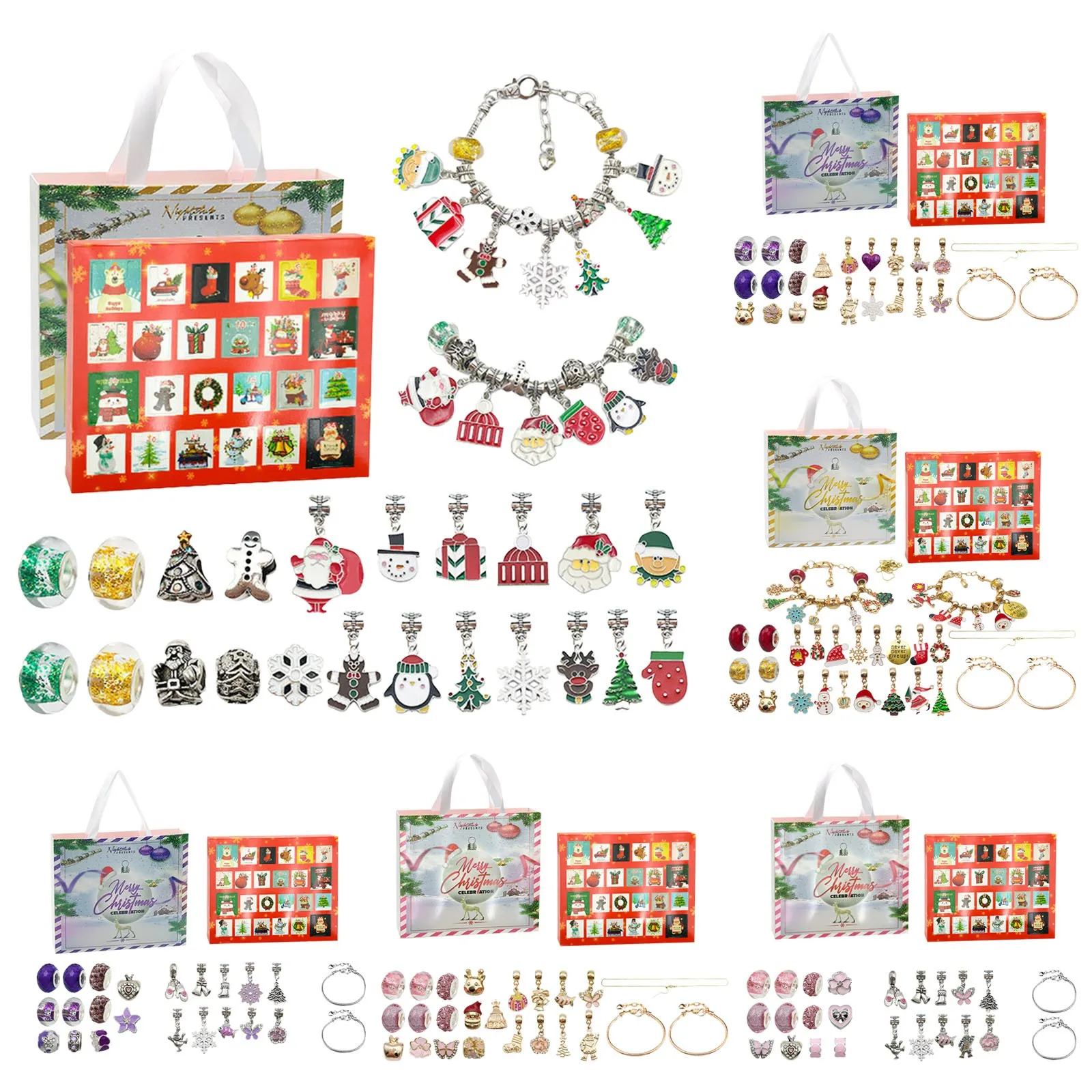 Christmas Advent Calendar Gifts Diy Bracelet Making Kit For For Kids Adult 24-Days Christmas Countdown Calendar Jewelry Gifts