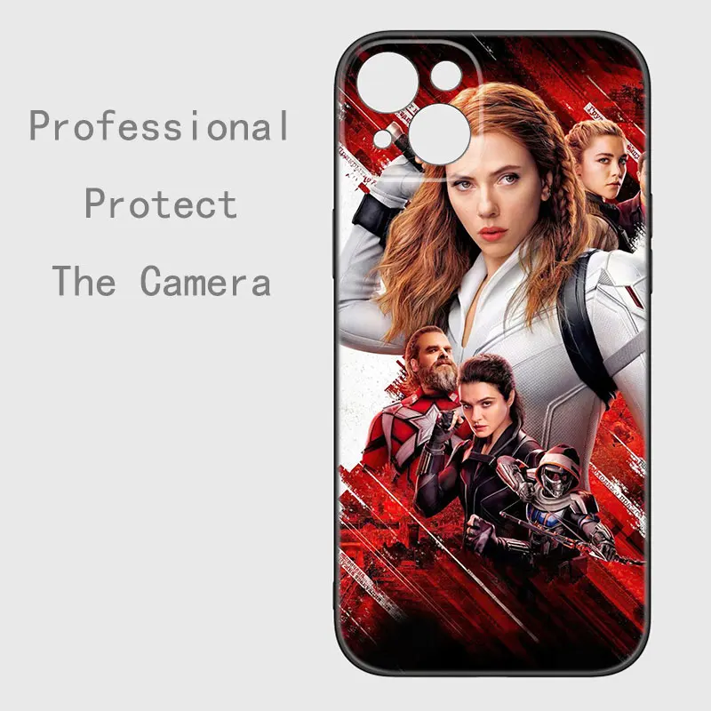 Funda de silicona negra de Marvel Black Widow para Apple iPhone, 12, 13 Mini, 11, 14, 15 Pro Max, 7, 8 Plus, X, XR, XS, SE, 2020, 2022