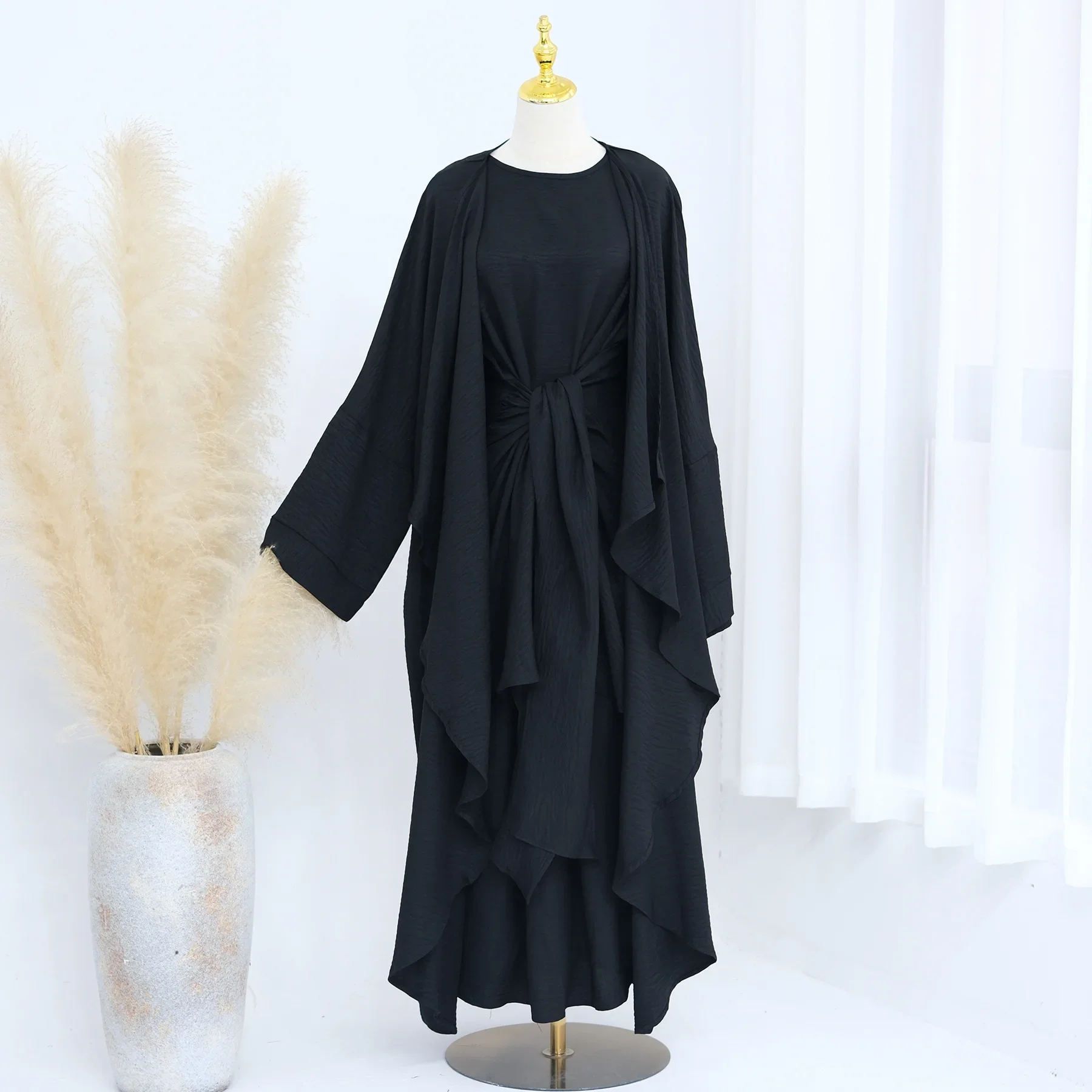 Eid ramadan abayas para mulheres dubai kaftan quimono aberto abaya islam roupas robe conjuntos muçulmanos kebaya jalabiya árabe caftan outfit