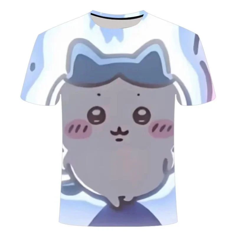 Chiikawa ist überall hier! Weiche, niedliche Cartoon-3D-Print-T-Shirts für Erwachsene Paare, Sportliche Freizeitkleidung, atmungsaktiv, kurze Ärmel, Familien-Matching – Detail 5