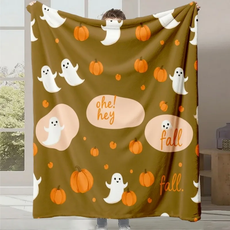 

Printed Halloween Gift Blanket Office Leisure Nap Sofa Blanket Digital Cartoon Cute Printed Flannel Blanket