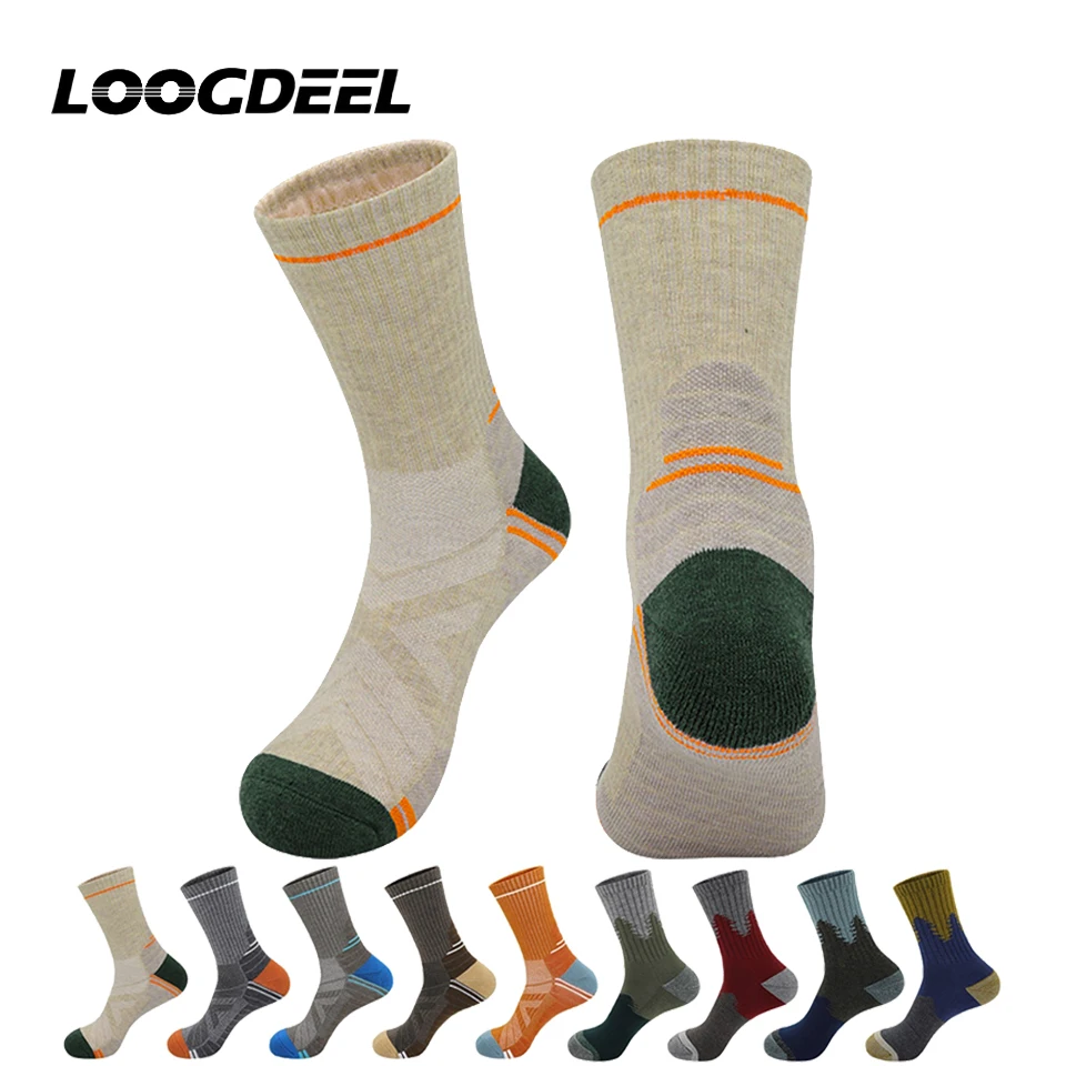 

Loogdeel 1 Pair Merino Wool Socks Professional Sports Cycling Running Socks Thickened Crew Hiking Mountaineering Socks