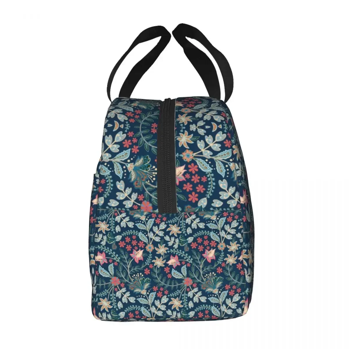 Mexican Summer Floral Blue Portable Lunch Box Leakproof Flower Pattern Thermal Cooler Food Insulated Lunch Bag School Children