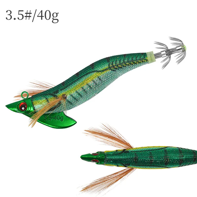 107/ Fishing Lure 27g 40g Artificial Squid Hook Jigs Noctilucent Squid Cuttlefish Jigs Lures Wood Shrimp For Sea Fishing Tackle