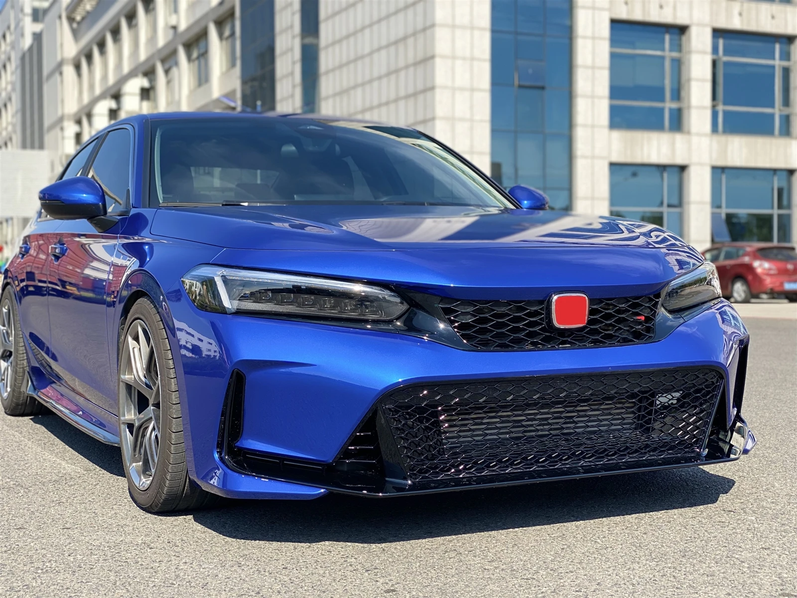 

For Honda 11th Gen Civic Hatchback 2022 2023 2024 Type R Style Car Front Grille Racing Mesh Grid Upper Bumper Hood Cover Trim