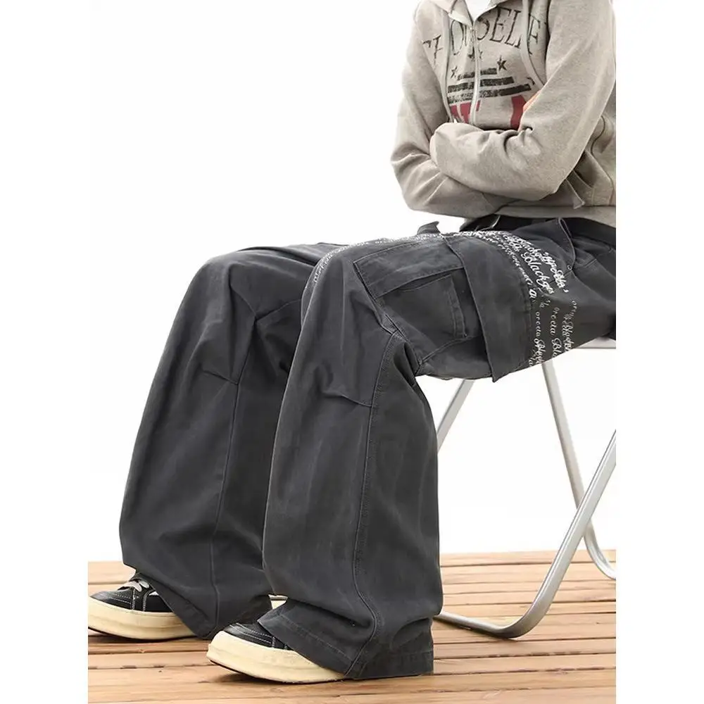 

Retro Straight Leg Workwear Jeans Cool Haome Design Casual Cotton Trousers for Young Men Faionable High Street Vibe