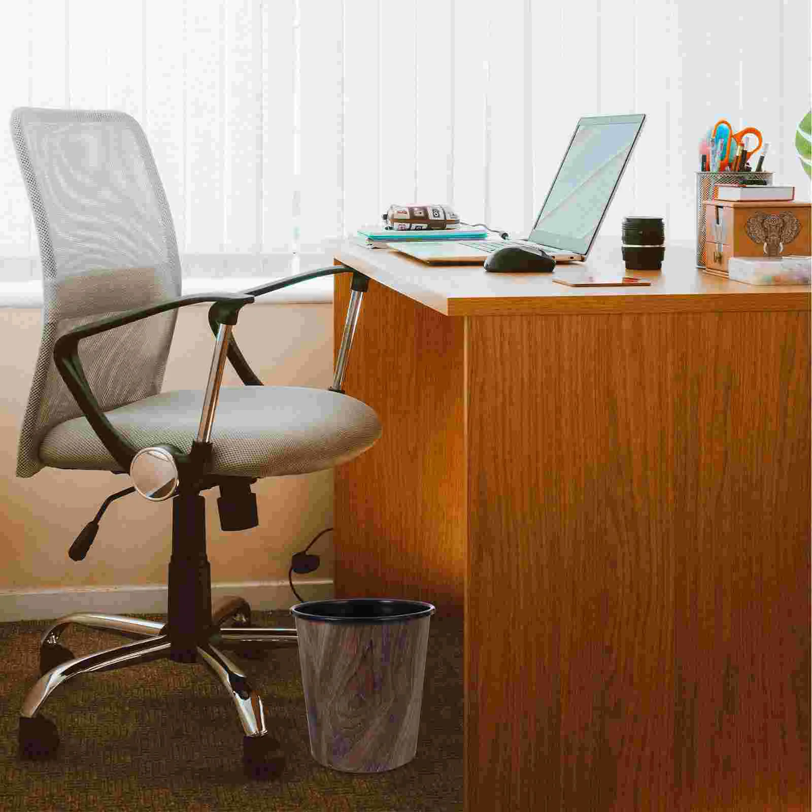 Retro Imitation Wood Grain Trash Can Rubbish Office Cans For Under Desk Waste Storage Bin Large Capacity Bins Trash Can