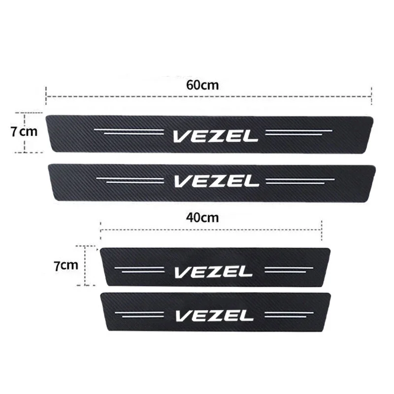 Luminous Car Threshold Door Pedal Strips for Honda VEZEL Logo Rear Trunk Sill Bumper Protector Sticker Anti-Scratch Guard Decals