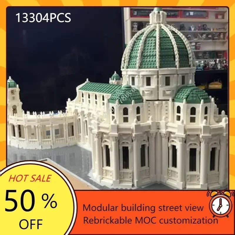 Customized MOC Baroque Cathedral street view Custom Puzzle   Set Children birthday toys Christmas gifts