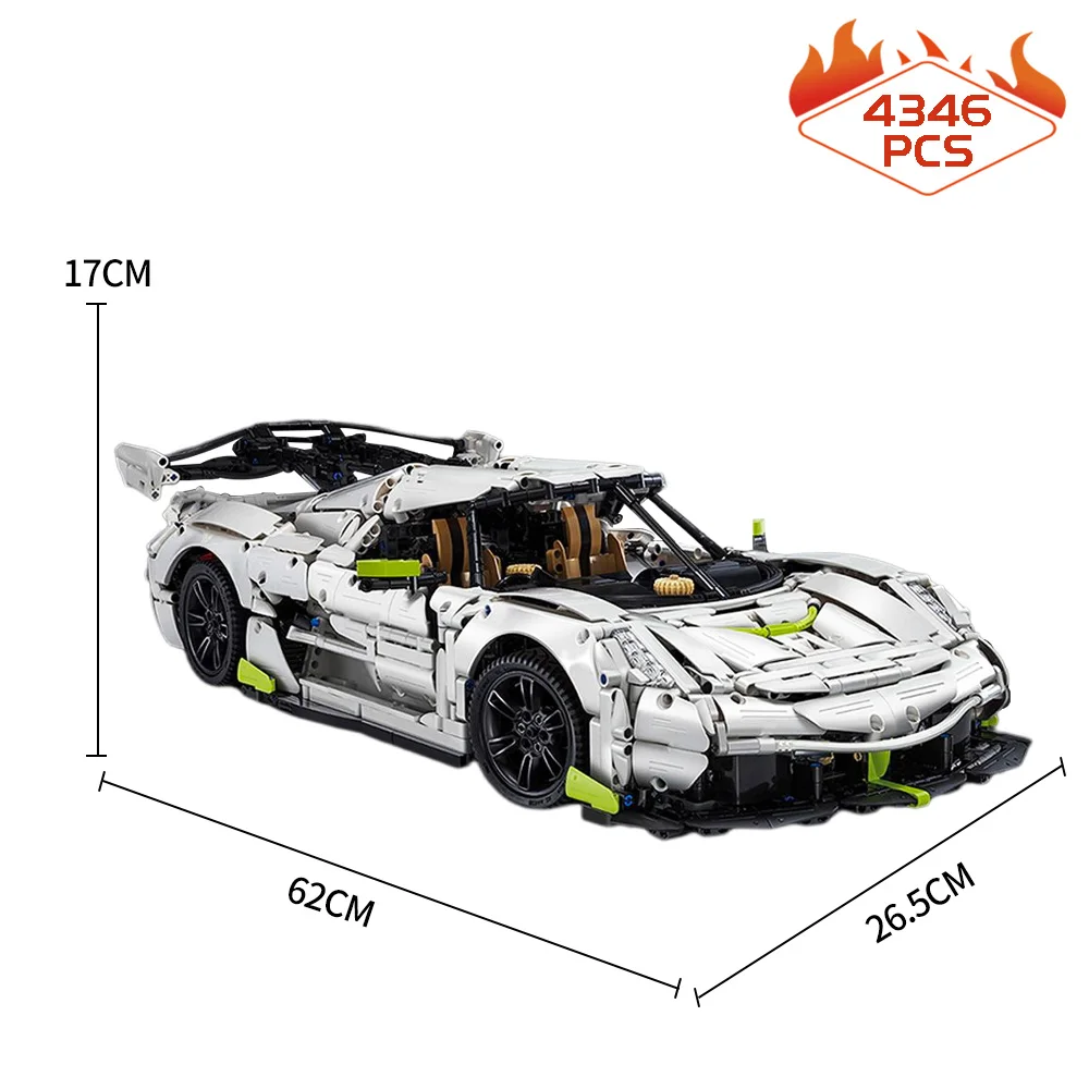 Technical Fantasma Sports Racing Car 1:8 Supercar Hypercar,4346 PCS Vehicle Model Race Cars Building Blocks Kits Muscle Car Gift