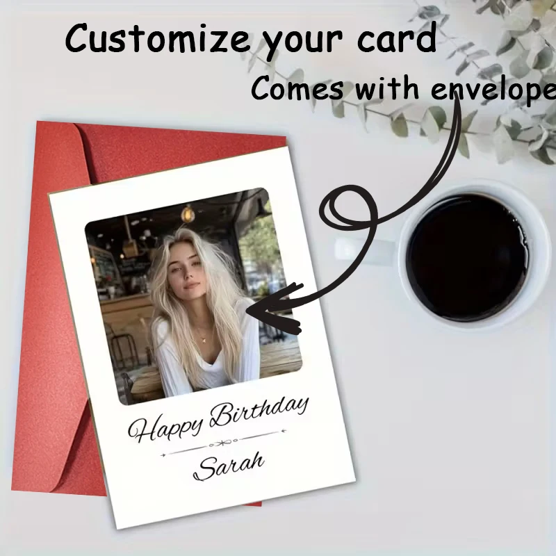 

4/8/12 customized personalized greeting cards (for weddings, baptisms, party invitations), with white or red envelopes optiona