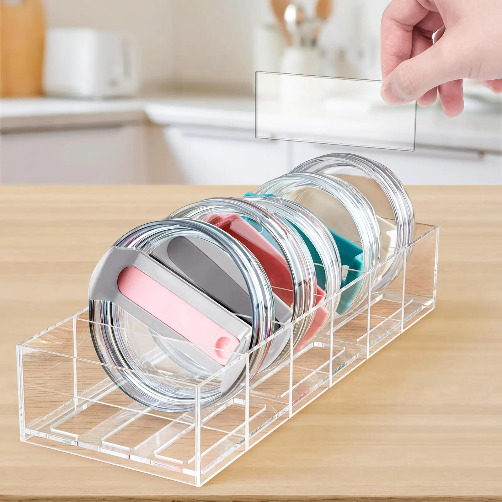 Acrylic Tumbler Lid Organizer for   Accessories, Cabinet Pantry Kitchen Organizers and  Bins Rattan tray Table tray Silver tray