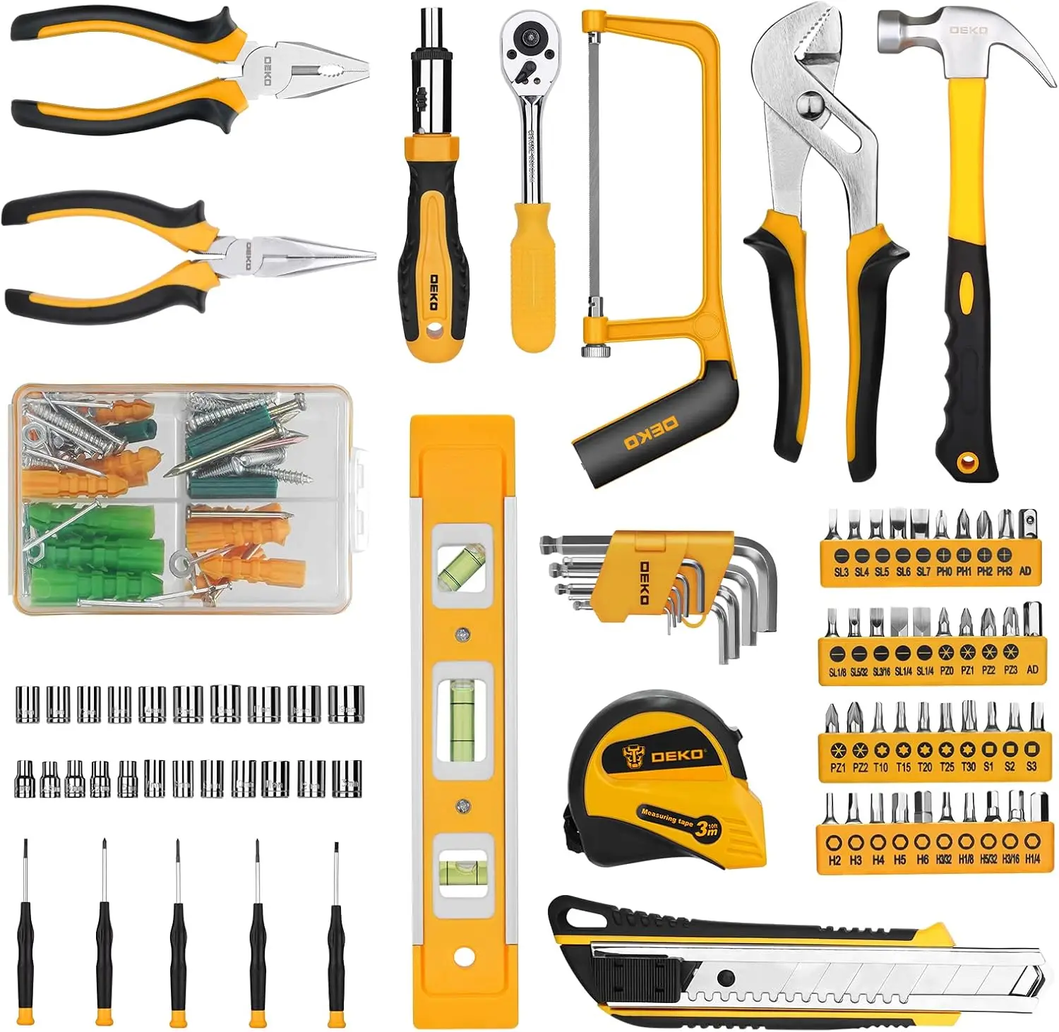 228 Piece Socket Wrench Auto Repair Tool Combination Package Mixed Tool Set Hand Tool Kit with Plastic Toolbox Storage Case