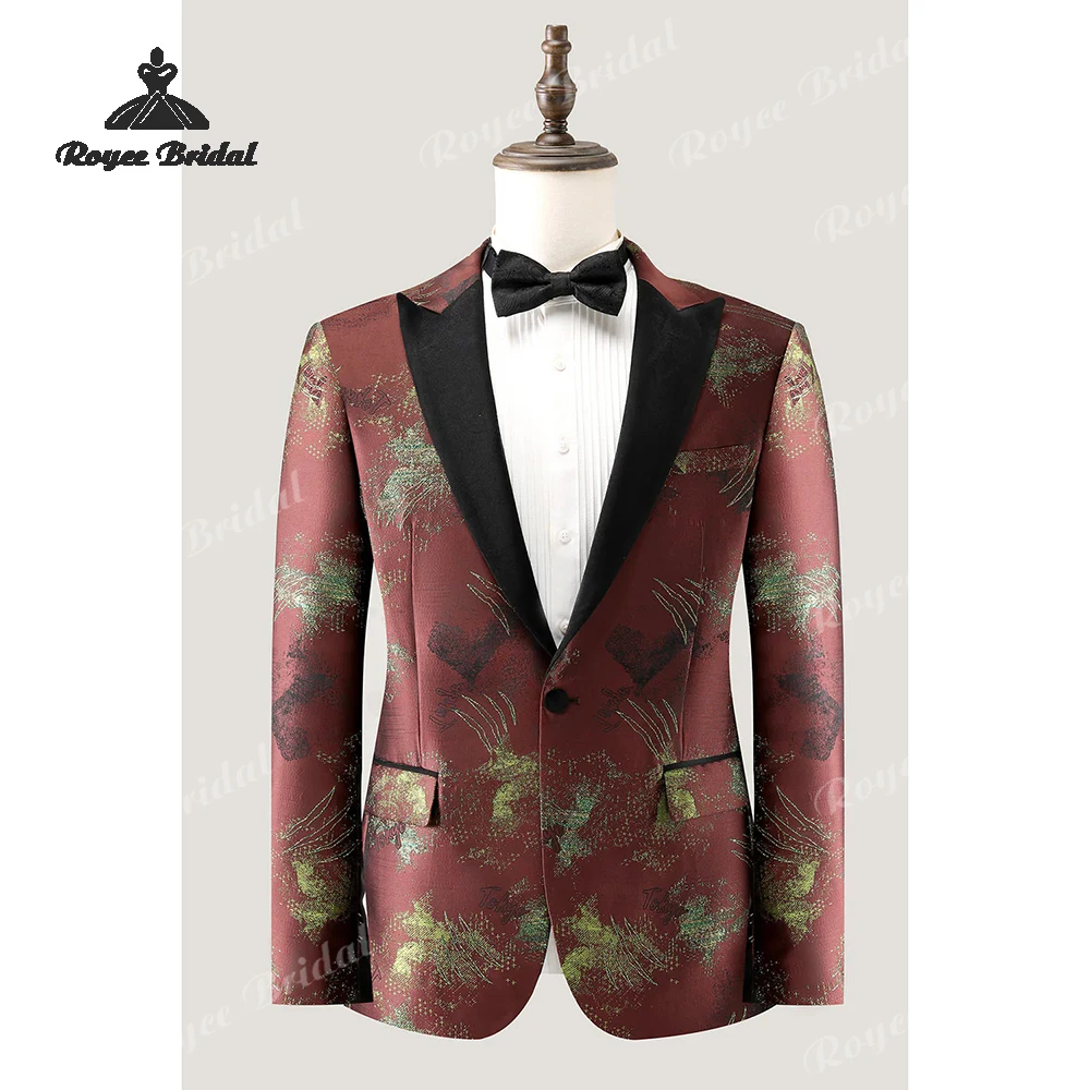 Zweiteiliger Jacquard-Herren-Hochzeitsanzug mit spitzem Revers, 2026, einreihiger Abschlussballanzug mit einem Knopf, Kostüm für Herren