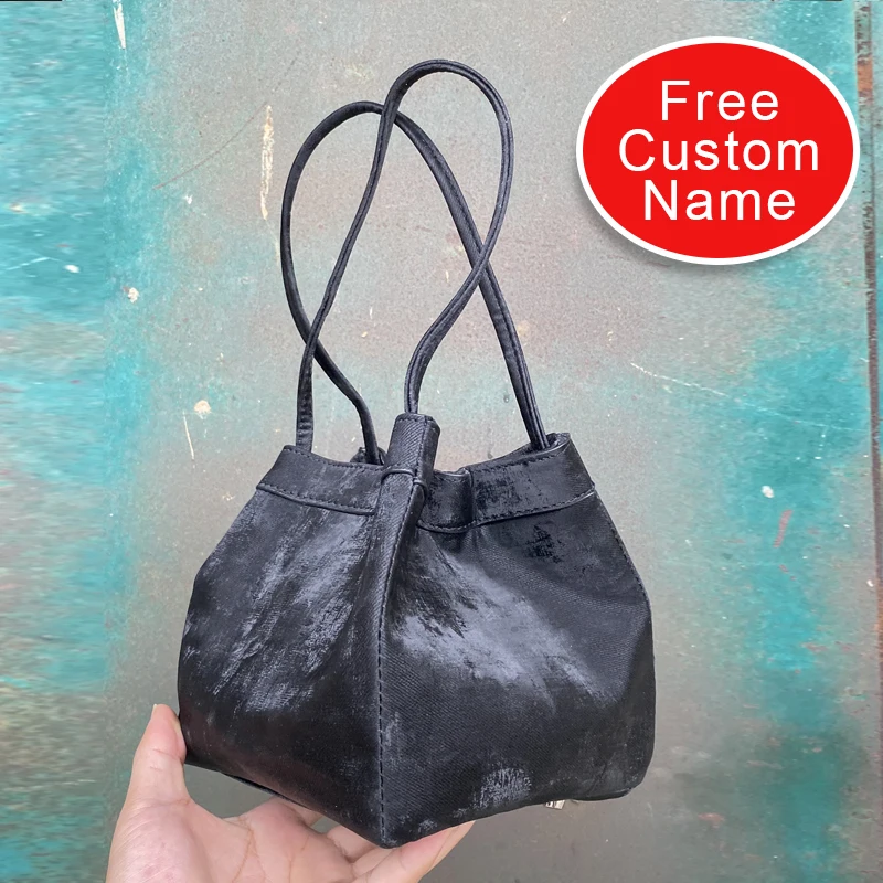 Free Custom Name Mini Bucket Bags For Women Luxury Designer Handbag Purse 2024 New In PU Gradient Color Hanging Tassels Shoulder