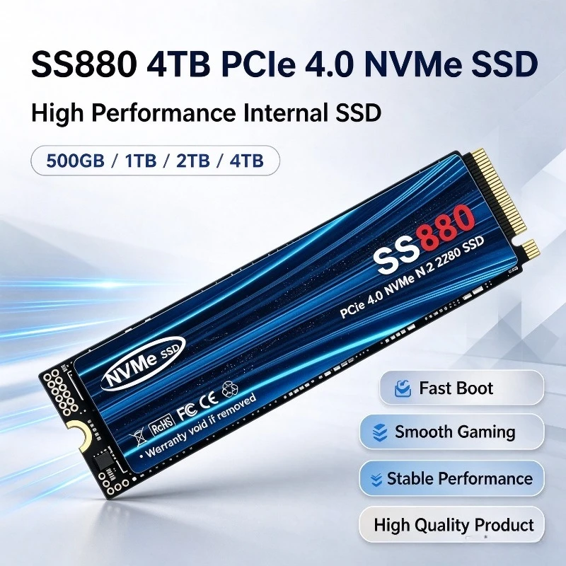 Original SS880 M2 SSD 500GB 1TB 2TB 4TB M.2 2280 PCIe NVME SSD 7300MB/s Internal Solid State Drive Hard Disk for Laptop Desktop