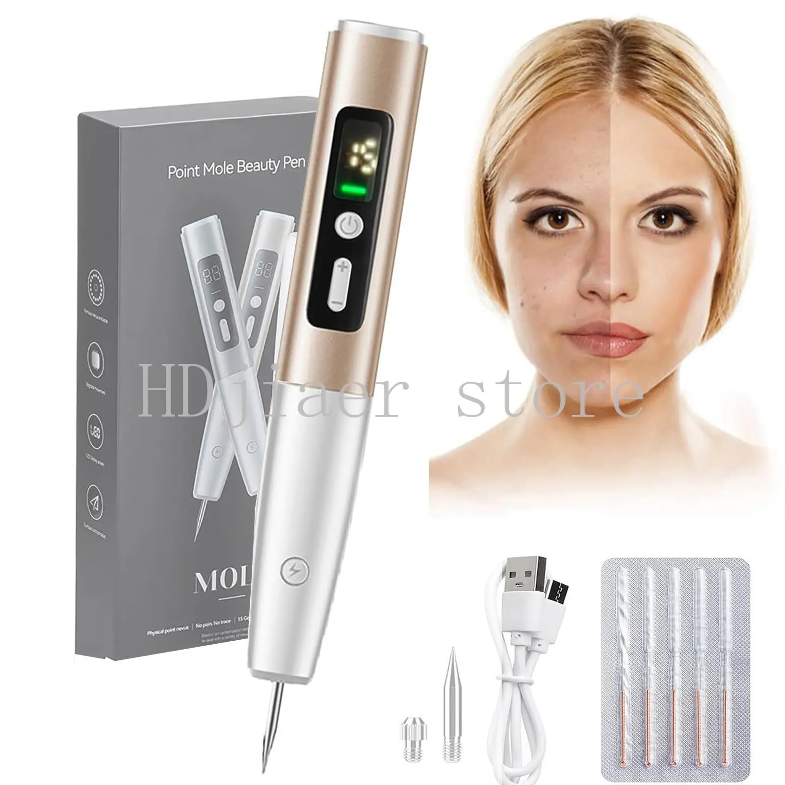

Home 15-Speed Mole Removal Pen, Red Blue Light Beauty Pen, Hot & Cold Skin Care Tool