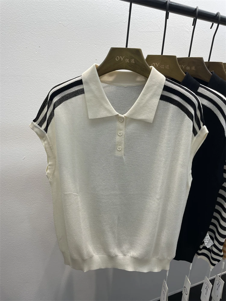 Été nouveau grande taille femmes Ne épissure couleur glace soie ort Sve t-shirt bouton Faionable réduction de l'âge Svel...