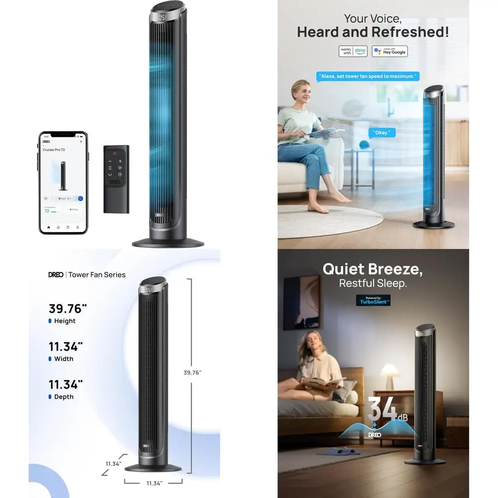 

90 ° Осциллирующий высокоскоростной напольный вентилятор 40 дюймов с 5 скоростями, 4 режимами, сенсорным/дистанционным/APP и голосовым управлением, совместим с Alexa, 12-часовой таймер