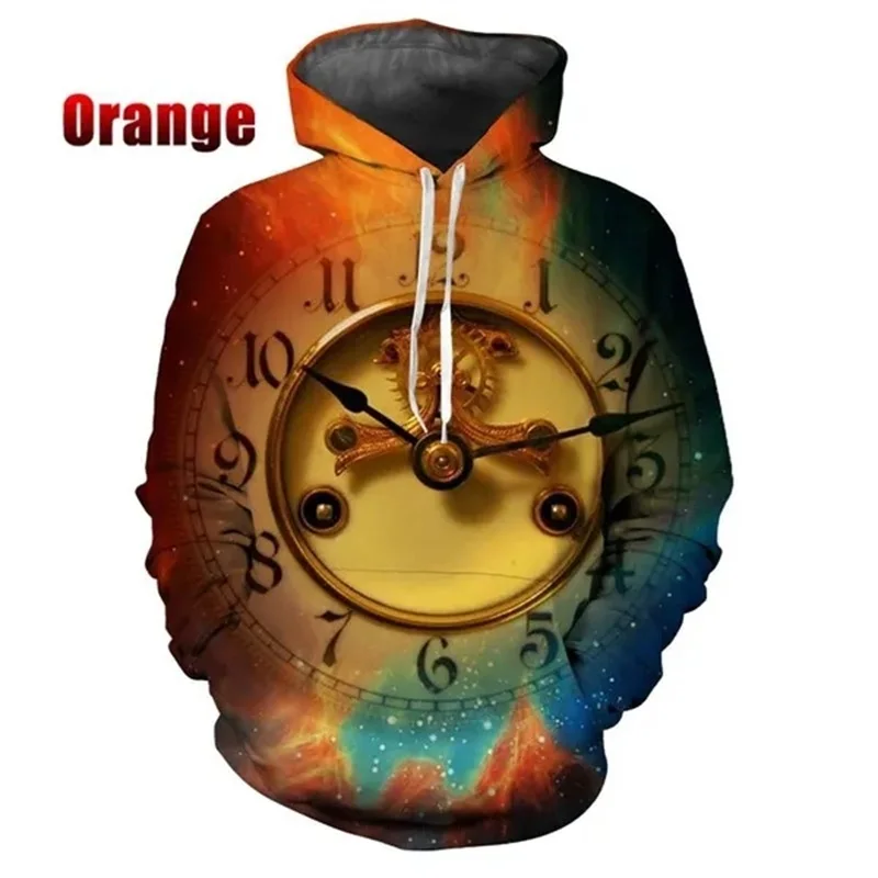 Men's Fashion Hoodies 3d Print Vintage Compass Clock Graphic Sweatshirts Tops Oversized Pullover Hoodie Sudaderas Para Hombres