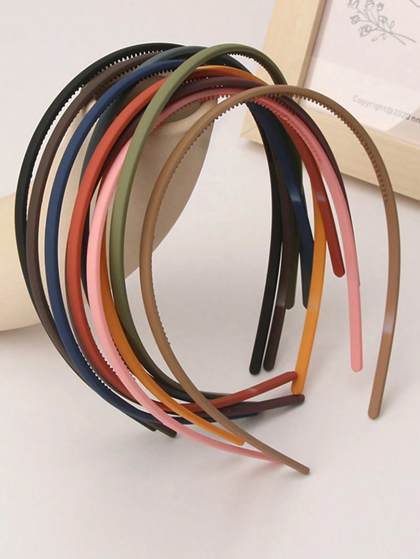 10pc Frosted Thin Wide Colorful Narrow Edge Toothed Anti-slip Simple Hairband Set