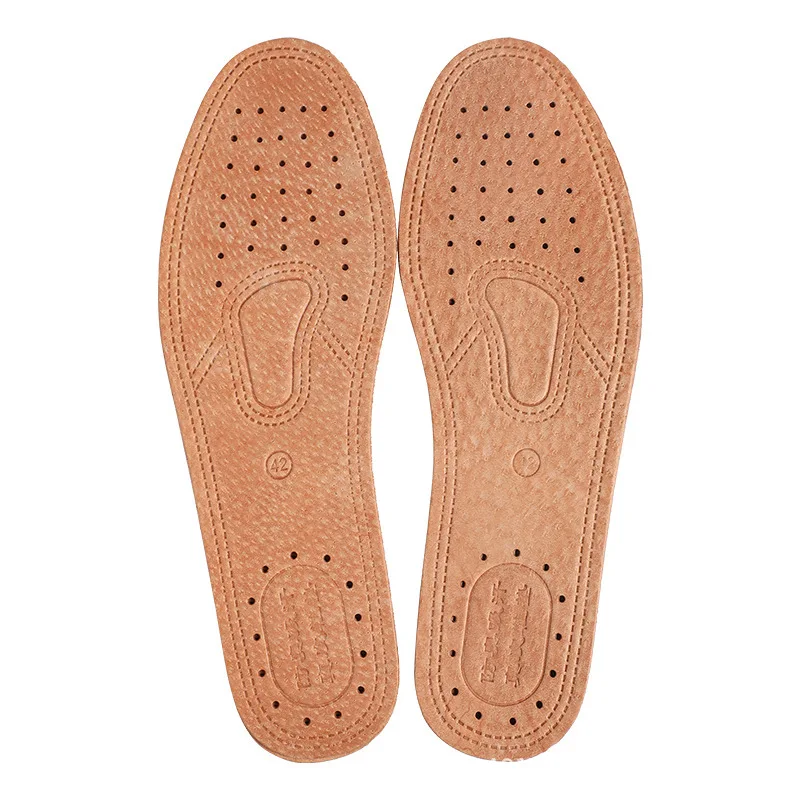 1 Pair Cowhide Insoles Shoes Boots Shoe Inserts Soft Breathable Deodorant Anti-slip Template Shock Absorbing Insoles Sole