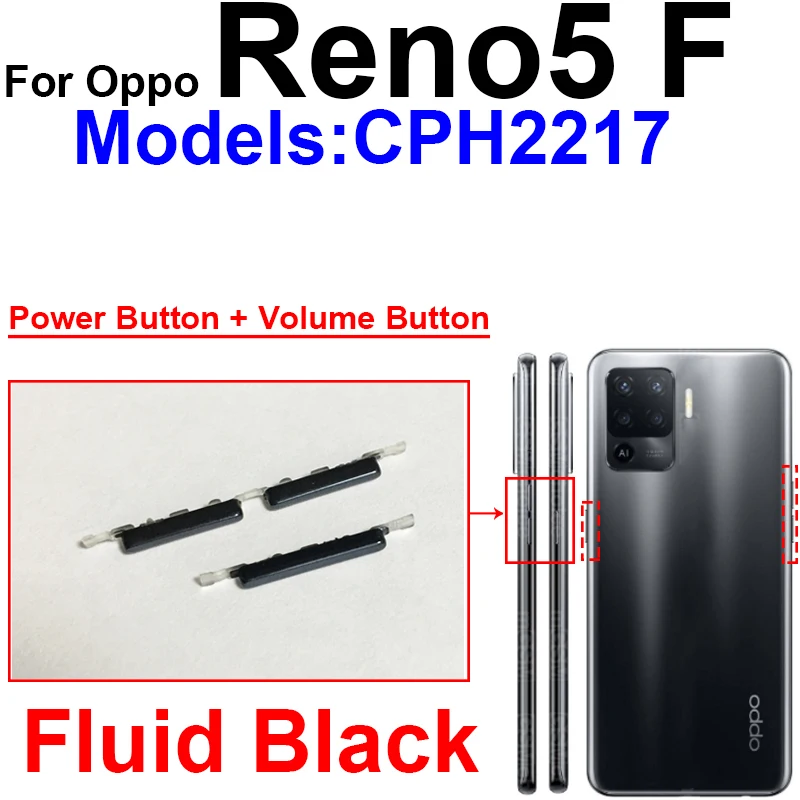 Power Volume Side Buttons For OPPO Reno 5 5Pro 5G 5Pro+ 5Lite 5F 5Z ON OFF Power Volume Up Down Side Button Switch Keys Parts