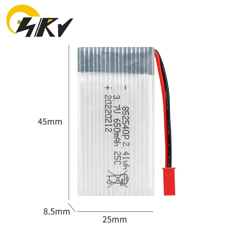 3.7V 650mAh 25C akumulator litowy akumulator litowo-jonowy do X5C X5SW 852540 zdalnego sterowania zdalnie sterowanego samolotu XH2.54 PH2.0 SM-2P