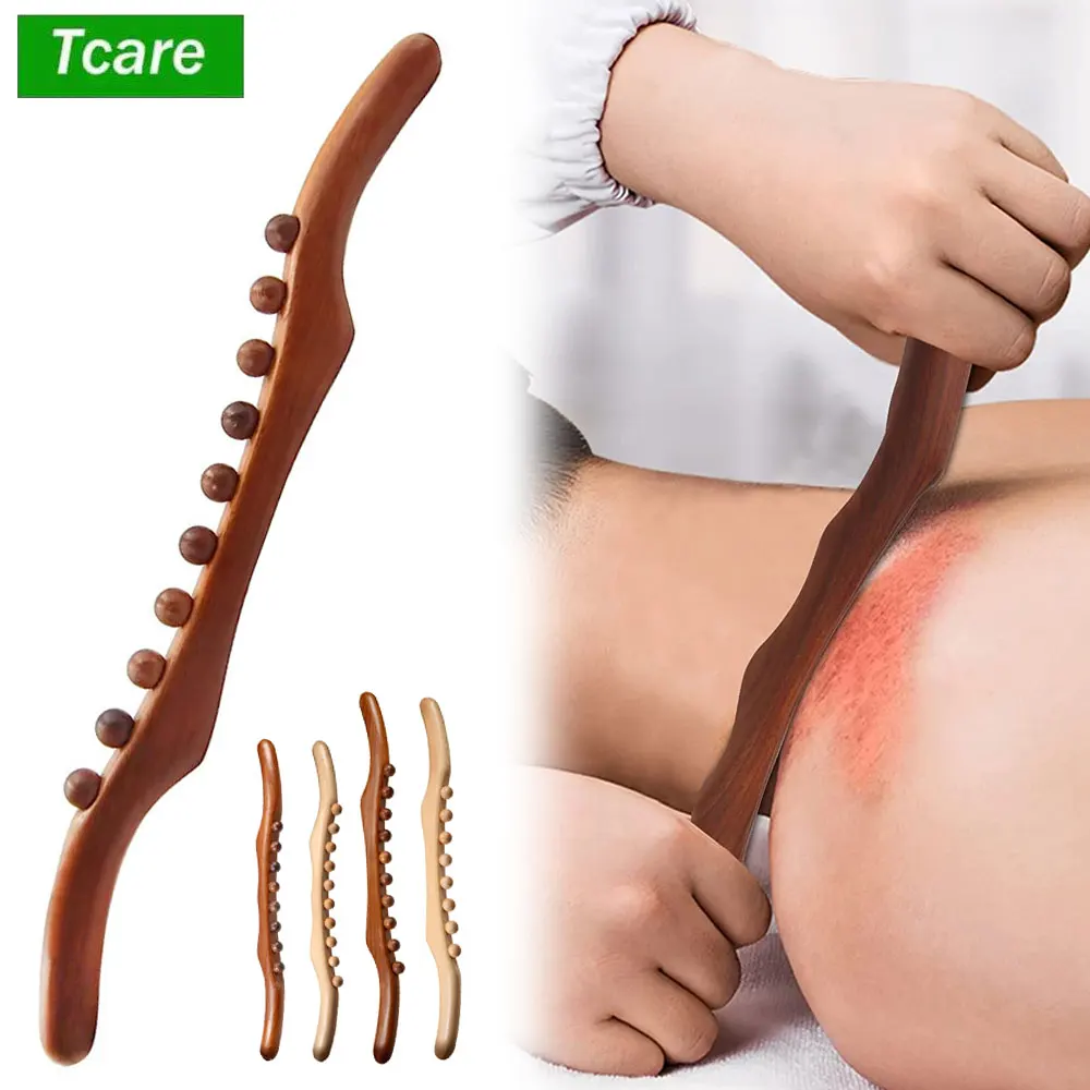 8/10 Bead Wood Therapy Lymphatic Drainage Massage Roller Stick,Myofascial Release Tool Stomach Cellulite Massager for Back Waist