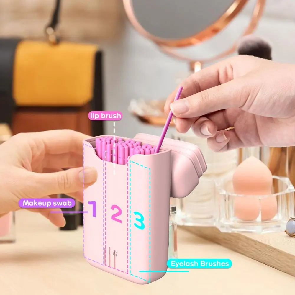 Silicone Eyelash Brush Storage Box Pink Purple Blue Dustproof Eyelash Brush Tool Storage Makeup Brushes with Lid Women Girls