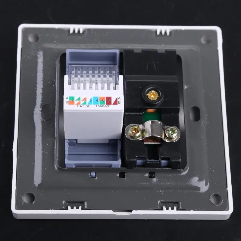 X37E RJ45 Adapter+TV Antenna Coaxial Wall Mount Output Faceplate Panel Socket