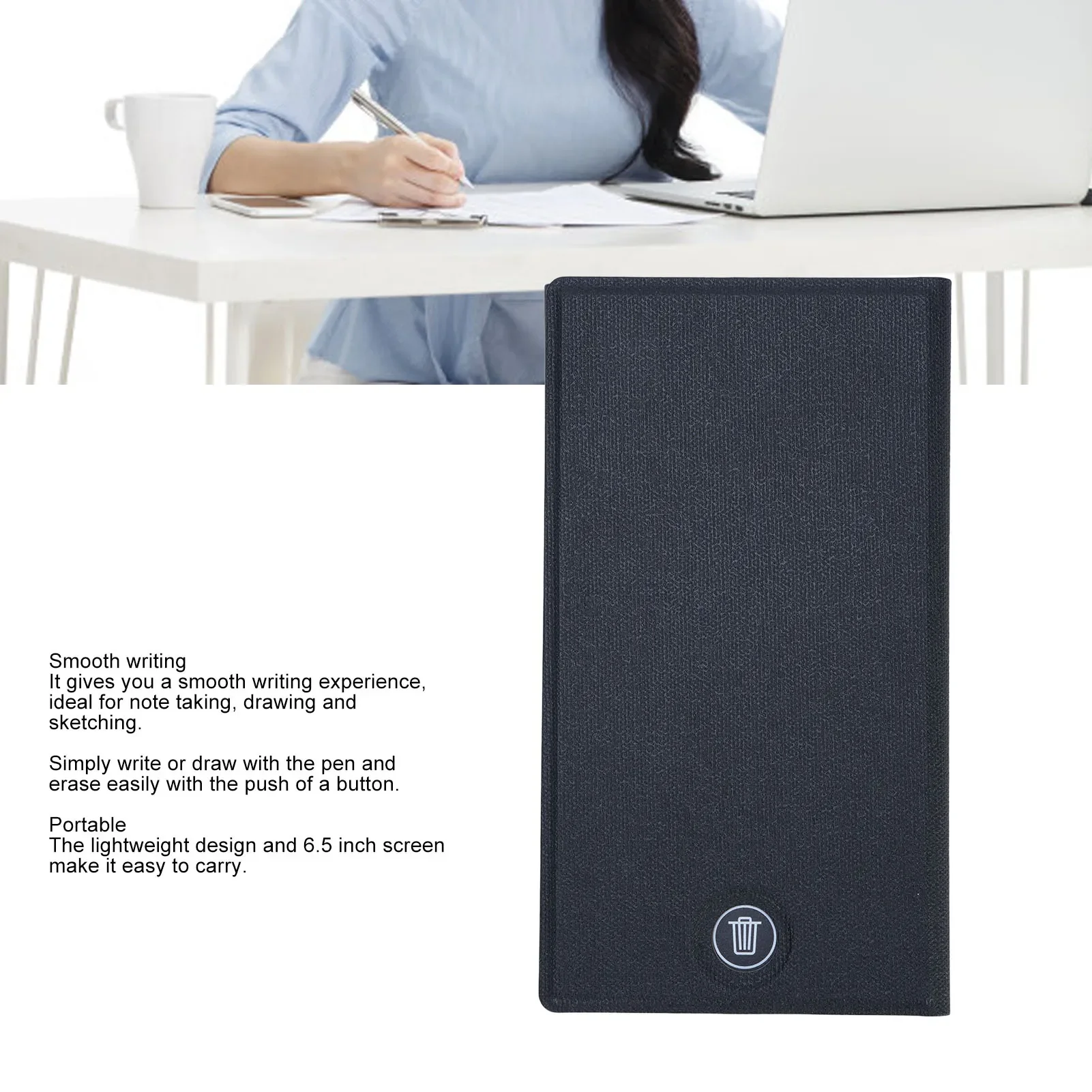 لوحة كتابة LCD كاملة الشاشة، تابلت كتابة LCD محمول قابل للمسح مقاس 6.5 بوصة، مفكرة رقمية كاملة الشاشة لالتقاط الملاحظات #3