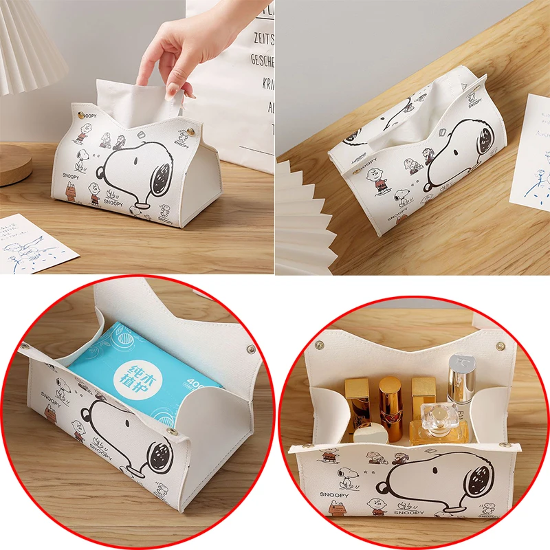 

Snoopy Ins Style Tissue Box Anime Desktop Napkin Holder Tissue Dispenser Container Box Napkin Holder Household Storage Box Gifts