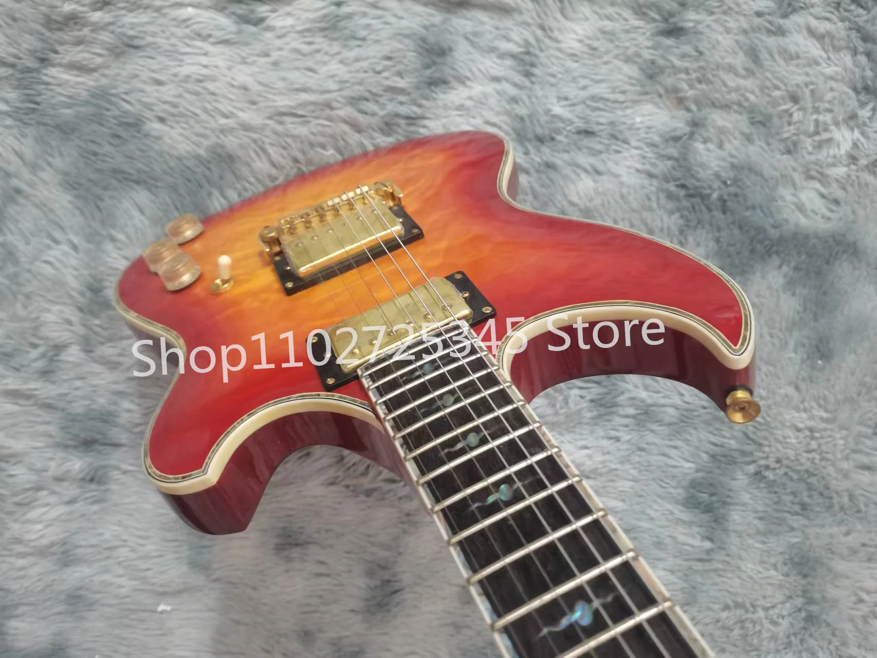 6-string electric guitar, Rose Wood fingerboard, colorful shell inlay, inverted bridge, gold accessories, free shipping