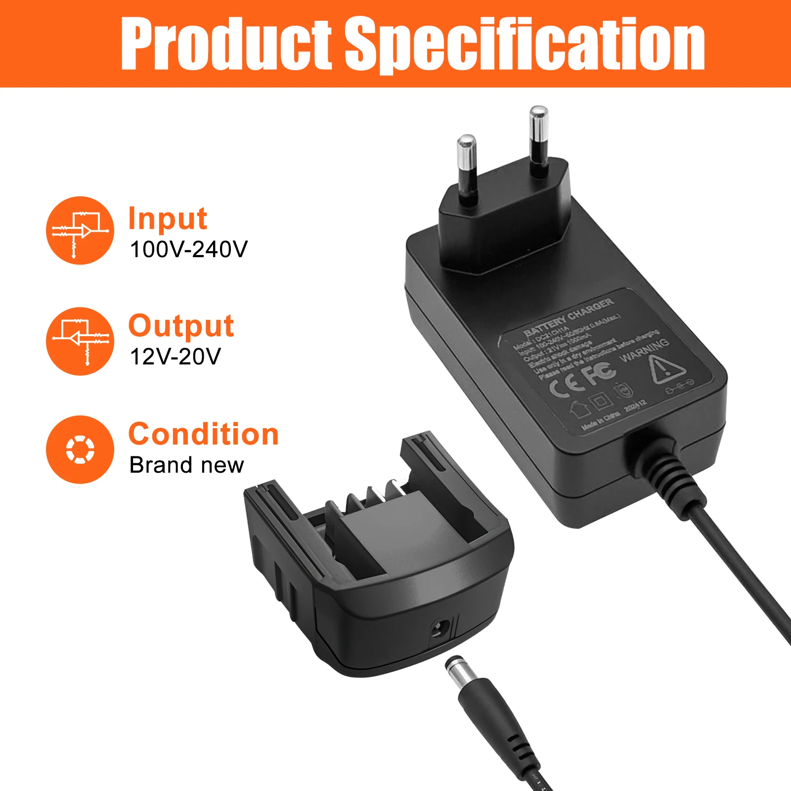 Split-Type Li-ion Battery Charger For Black and Decker 12V-18V/20V Rechargeable Lithium Batteries BL1518 BL2018 BL4018 EU/US