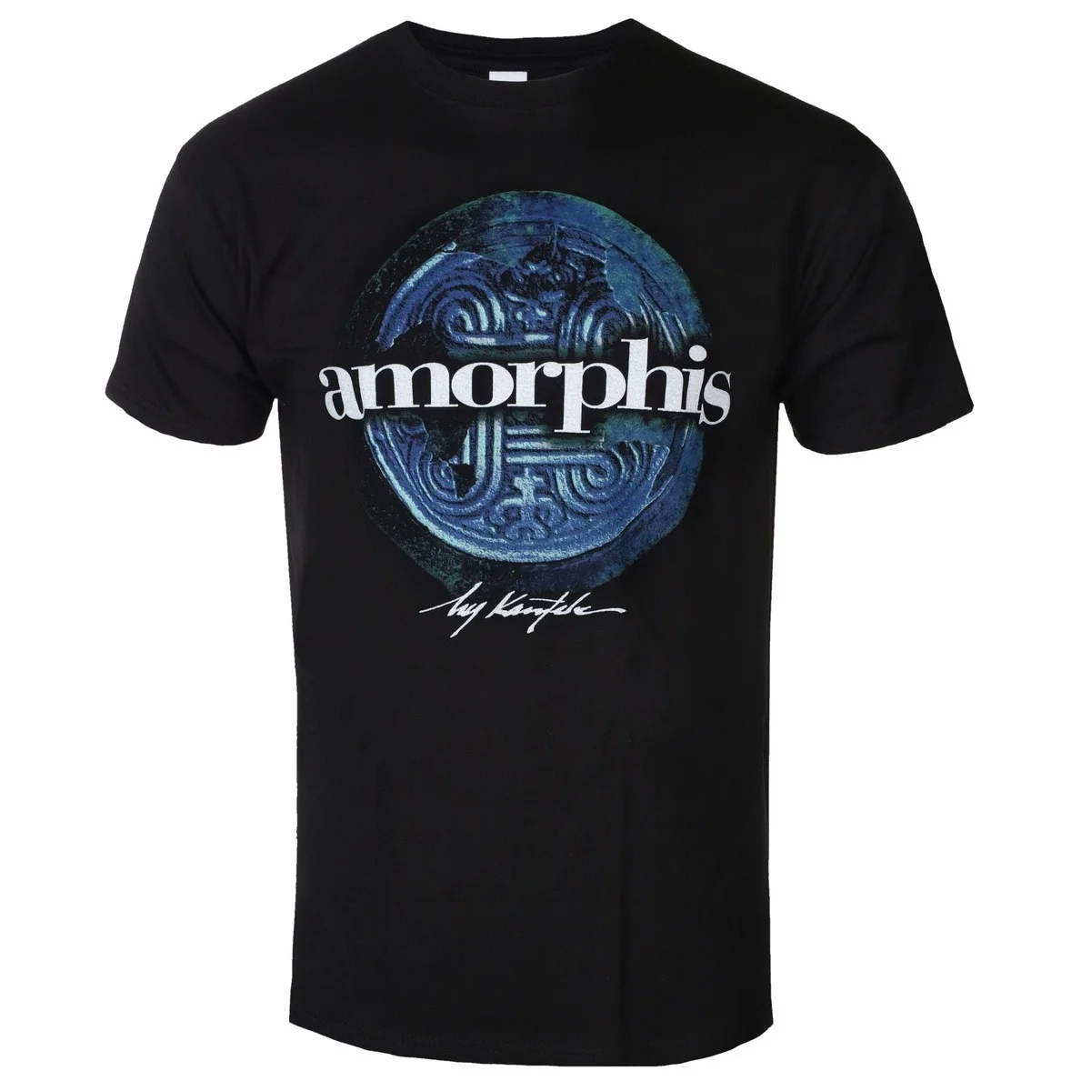 Amorphis White Nordic Myth Goddess Wing Ornament Graphic Print T Shirt, Intricate Celtic Knot Pattern Tee