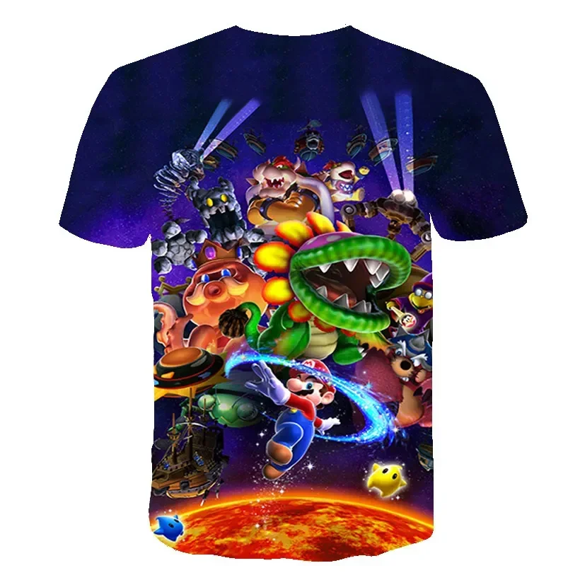 Summer T-shirt  Super Mario bros T-shirt Kids Harajuku Fashion Casual T-Shirt Boy Girls Polyester Summer Men Women Short Sleeve