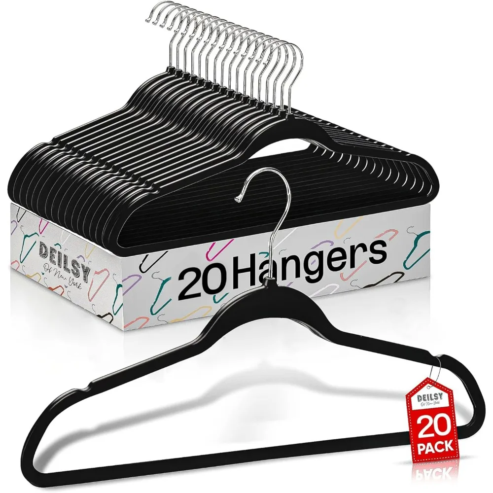 

™ Clothes Hangers Plastic Hangers - Durable Non-Velvet Plastic Hangers - Slim Hangers, Classic Shirt and Pant Hangers Black Plas