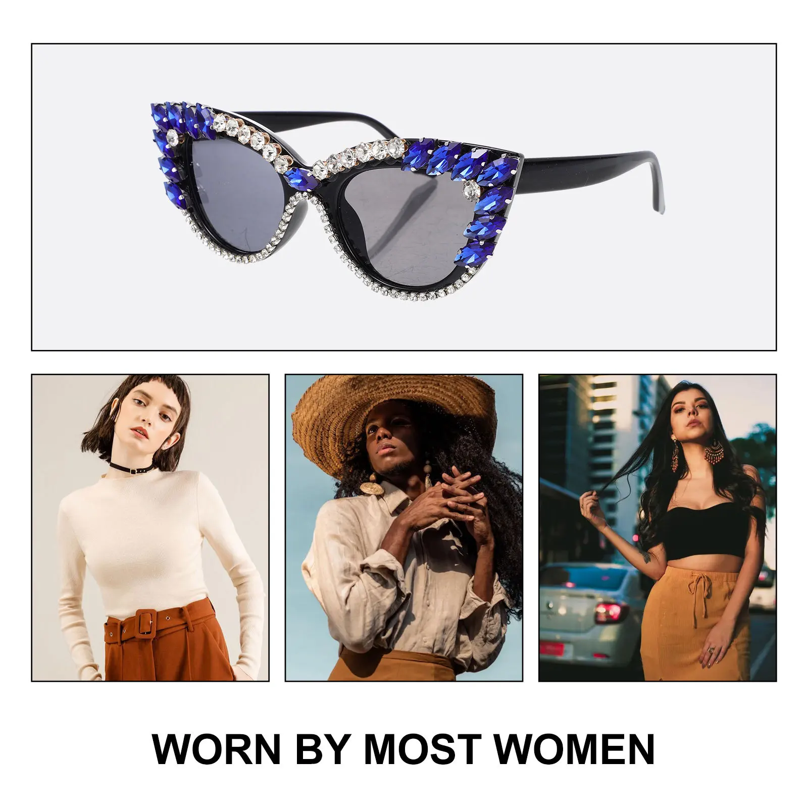 

1Pair Rhinestone Sunglasses Stylish Eyewear Lightweight Summer Party Photo Prop Women Sunglasses Fashion Eyewear