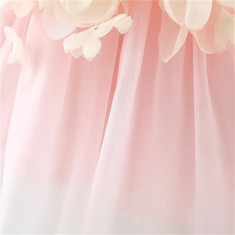 Summer Sweet Baby Girl Party Evening Dresses Wedding Flower Petal Mesh Birthday Princess Kids Costumes 0 To 3 Years Old Toddler