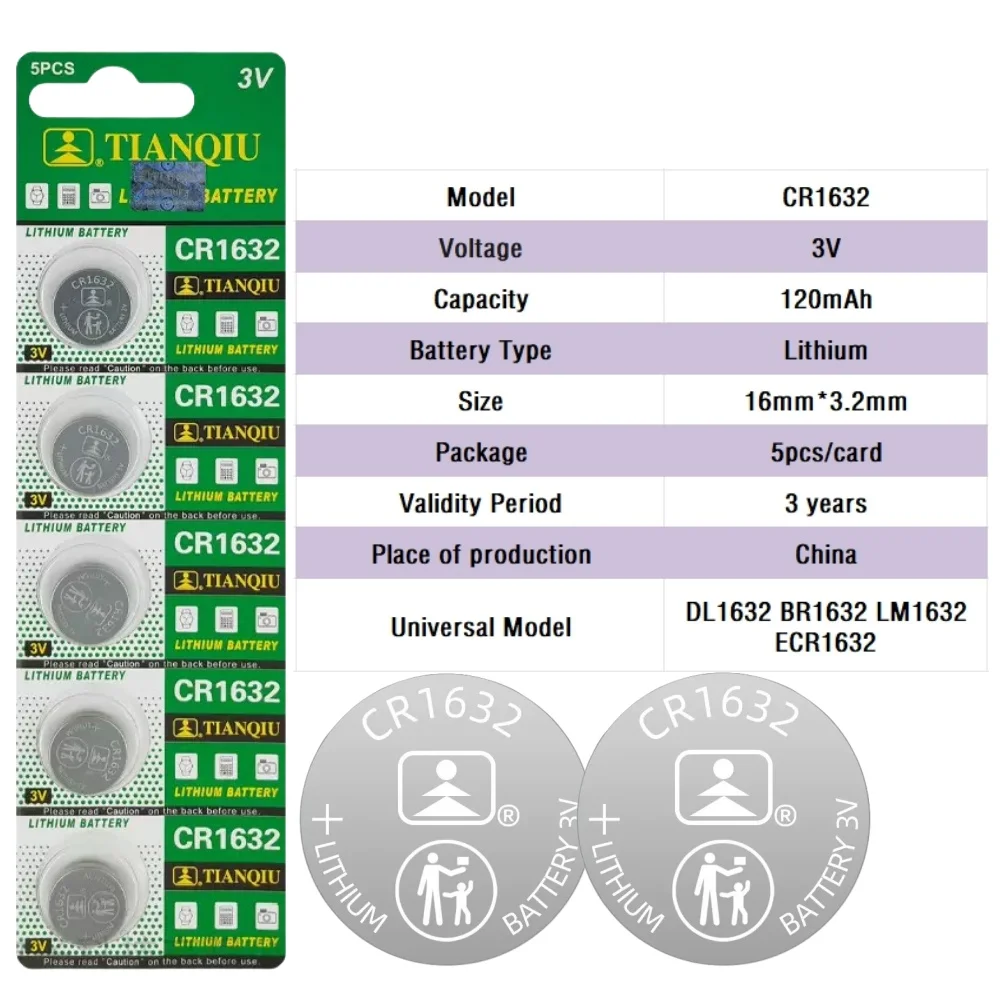 5-100Pcs CR1632 3V Lithium Button Battery CR 1632 BR1632 DL1632 Durable Button Coins Cell For Car Key Remote Control Watch Toys