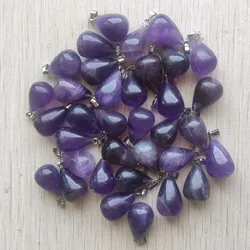 Fashion high quality Natural amethysts stone drop pendants for jewelry accessories making 50pcs/lot wholesale free shipping