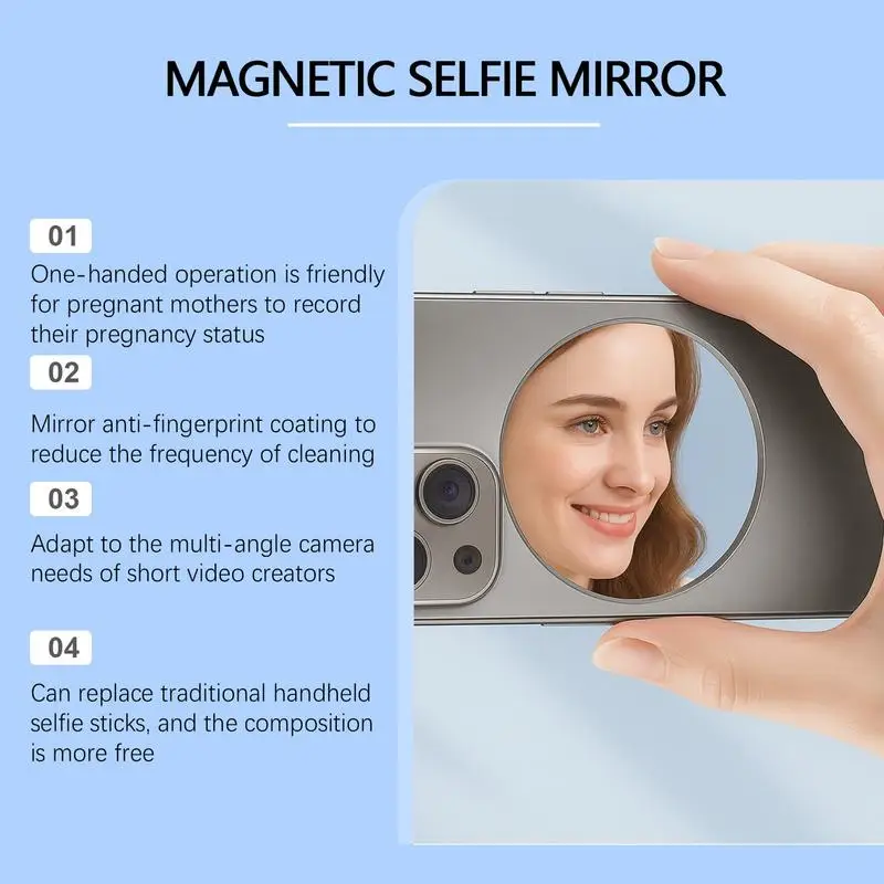 Magnetic Mirror For Phone Magnetic Back Camera Vlog Convex Mirror Wide-Angle Smartphones Supplies Video Recording Accessories