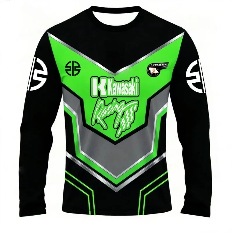 

Track Focus! Kawasaki Racing Series Off-Road 3D Printed Long-Sleeve Riding Jersey – A Must-Have for Motorcycle Enthusiasts
