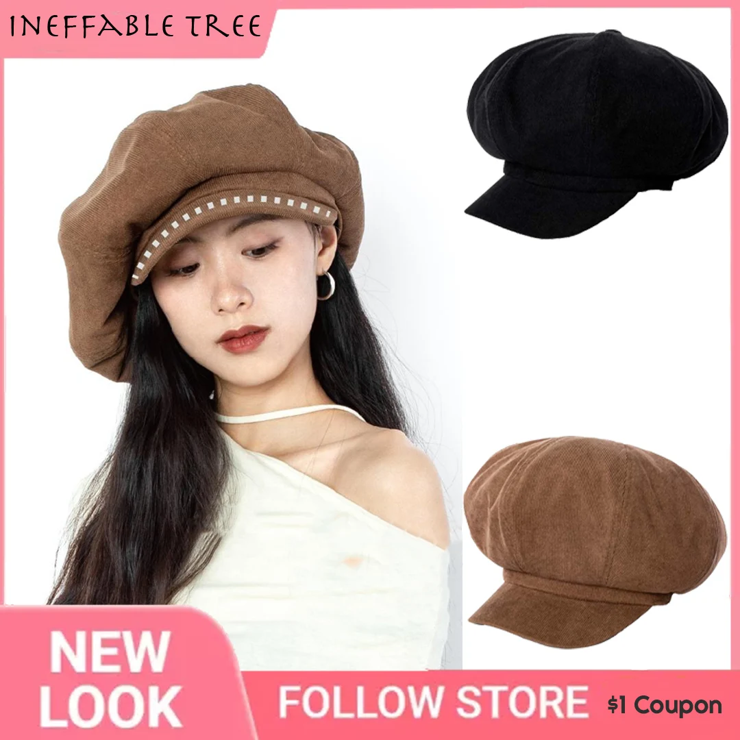 

Y2K Oversize Newsboy Cap Beret Women Vintage Painter Winter Hats for Women Big Octagonal Caps Female Bone Male Sombrero Hombre