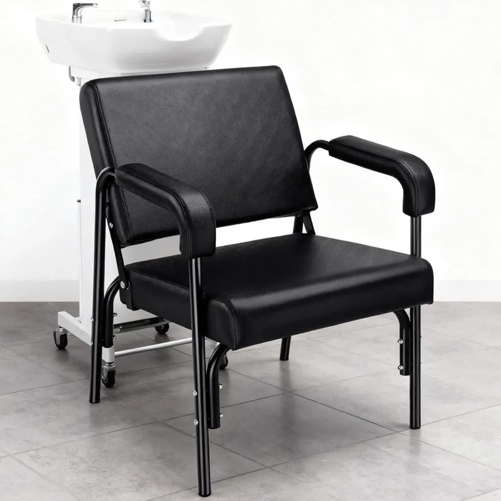 Auto Reclining Shampoo Chair with Thick Cushions, Heavy Duty Clear Vinyl Covers for Easy Cleaning and Protection