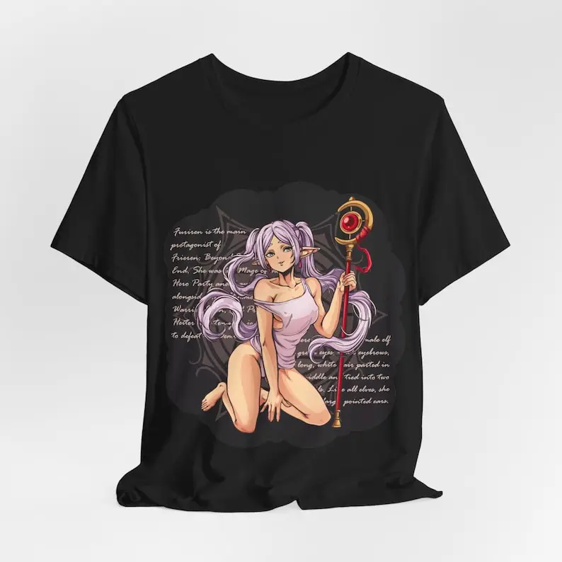 Frieren Shirt, anime frieren staff t shirt, anime gift for her, cottagecore vibe blue moon  flower shirt