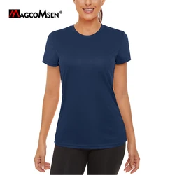 MAGCOMSEN Women's Short Sleeve T-Shirt UPF 50+ Sun Protection Quick Dry Moisture Wicking Running Everyday Wear Summer Tee