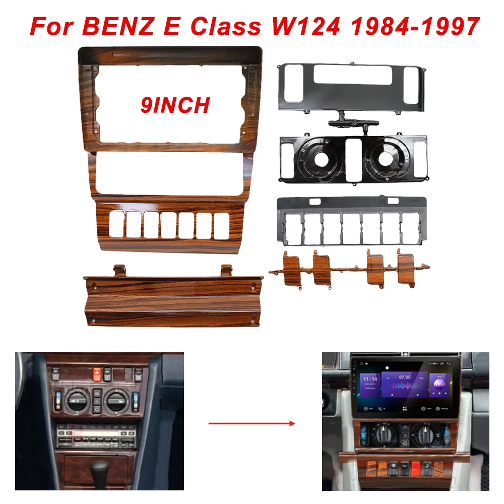 

9 Inch Car Frame Fascia Adapter Android Radio Audio Dash Fitting Panel Kit For BENZ E Class W124 1984-1997