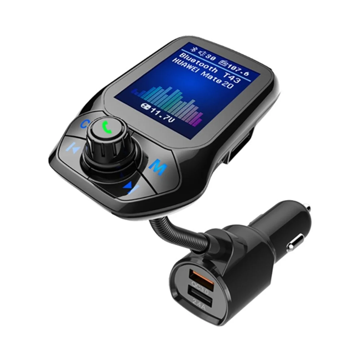 Bluetooth 5.0 FM Transmitter Car USB MP3 Player Wireless Handsfree Car Kit with QC3.0 Car Quick Charge